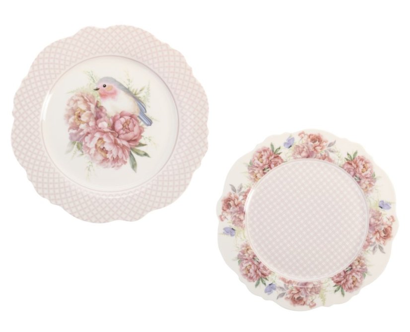 Sada dvou porcelánových talířů Pivoňky 20 cm