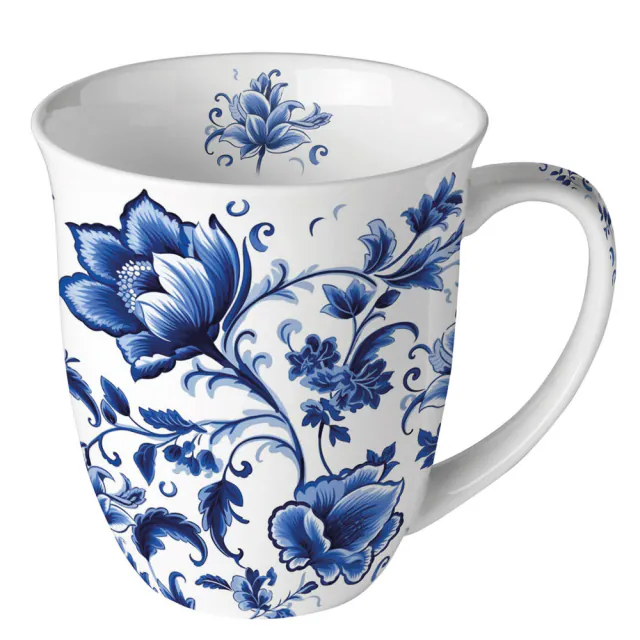 Porzellanbecher Blaue Blumen 400 ml