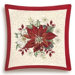 Vánoční povlak na polštář s motivem Poinsettia 45x45 cm