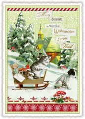 Christmas card Cat and dog 10,5 x 15 cm