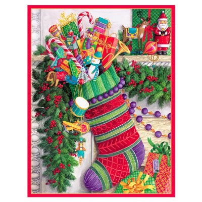 Christmas card Christmas stocking 12 x 15 cm