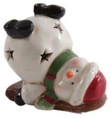 LED candle holder Small snowman 6 cm