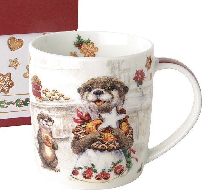 Porcelánový vánoční hrnek Vydří rodina 300 ml