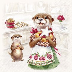Christmas paper napkins Otter family 20 pcs