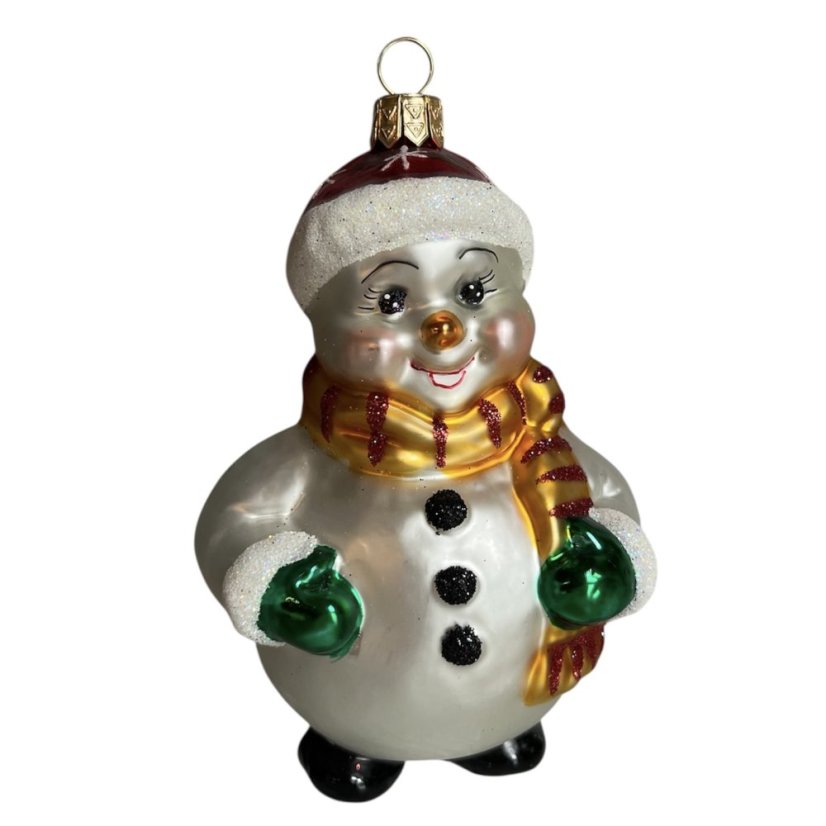 Sběratelská skleněná ozdoba na stromeček Sněhulák