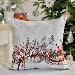 Tapestry Christmas pillowcase with Santa on a sleigh 45x45 cm