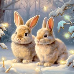 Christmas paper napkins Rabbits on snow 20 pcs