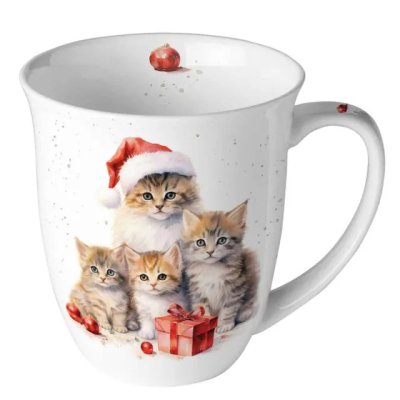 Porcelanowy kubek świąteczny „Świąteczne kocięta” 400 ml