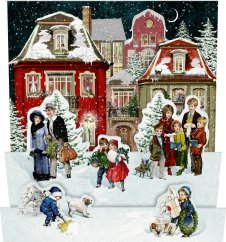 Postcard mini advent calendar Snowing 11,5x16,5 cm