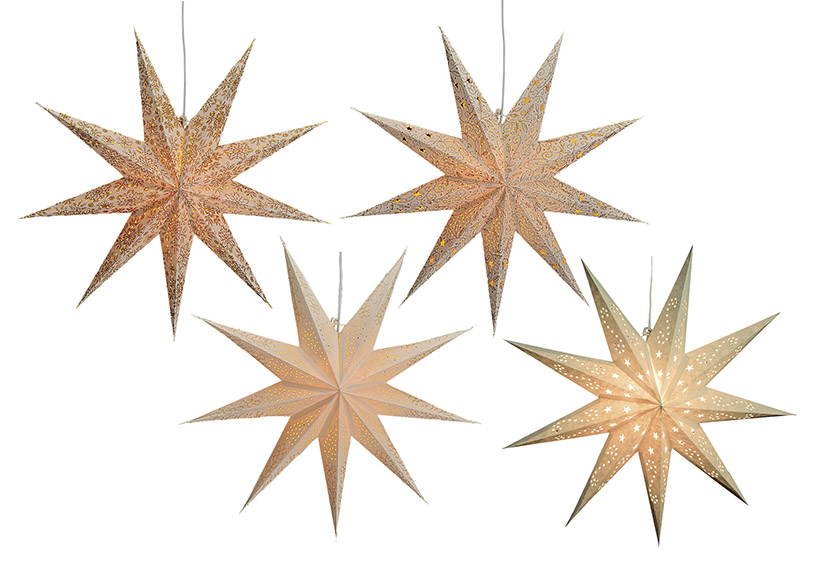 Beige poinsettia 9-point decoration 60 cm