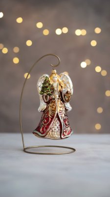 Collectible glass tree ornament Angel with lantern