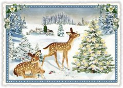 Christmas card Deer in the snow 10,5 x 15 cm