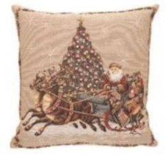 Tapestry pillowcase Santa on a sleigh 45x45 cm