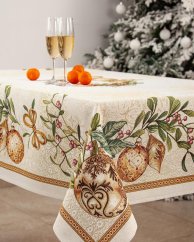 Tapestry Christmas tablecloth with motif Golden wreath