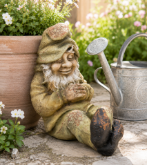 Ceramic garden gnome with a patina – Resting, 46 cm