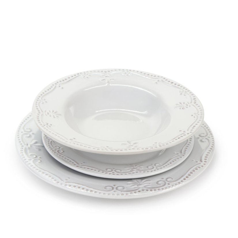 Kameninová jídelní sada pro 6 osob Retro Relief 18 ks