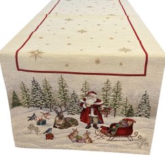 Vánoční běhoun s motivem Santa se saněmi 45x140 cm