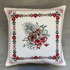 Gobelínová vianočná obliečka na vankúš s motívom vianočnej kytice 45x45 cm
