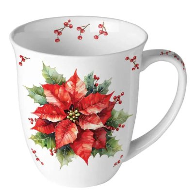 Porcelanowy kubek świąteczny „Gwiazda bożonarodzeniowa” 400 ml