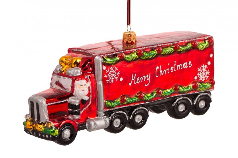 Collectible glass tree ornament Christmas truck