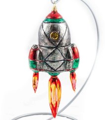 Sběratelská skleněná ozdoba na stromeček Kosmická loď