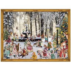 Obrázkový adventný kalendár Zasnežená fontána 26,5 x 35,5 cm
