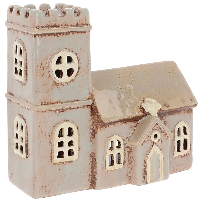 Keramický svietnik Dom - kostol 16 cm