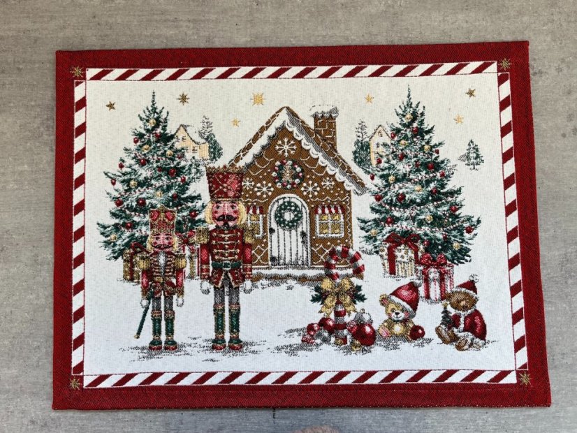 Vánoční žakárové prostírání Perníková chaloupka 35x45 cm