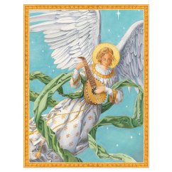 Christmas card Angel with lute 12 x 15 cm