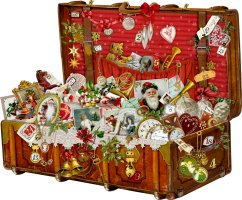 Nástenný adventný kalendár Vianočný kufor 42x29,7 cm