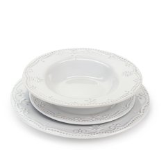 Kameninová jedálenská súprava pre 6 osôb Retro Relief 18 ks