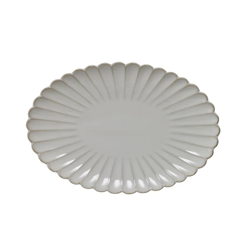 Porcelain oval serving plate Chrysanthemum beige 30 cm