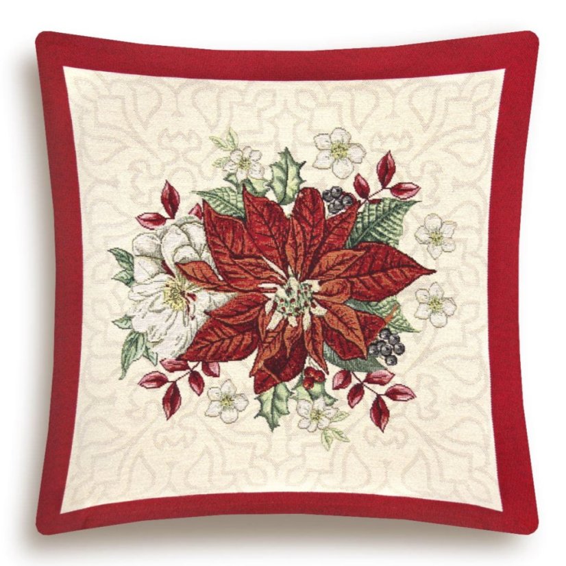 Vánoční povlak na polštář s motivem Poinsettia 45x45 cm