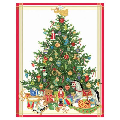 Christmas card Christmas tree with toys 12 x 15 cm