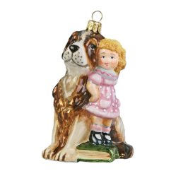 Sběratelská skleněná ozdoba na stromeček Dívka se psem