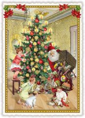 Vianočné pohľadnice Santa rozdáva darčeky 10,5 x 15 cm