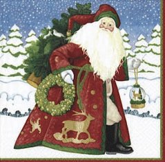 Vánoční papírové ubrousky Santa se stromečkem 20 ks