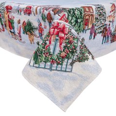 Świąteczny obrus gobelinowy z motywem Snow Village
