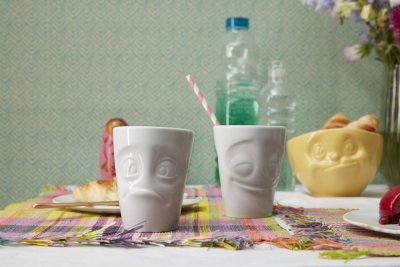 Mug set without ear "Merry & Confused" in white, 350 ml