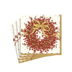 Christmas paper napkins Red wreath 20 pcs