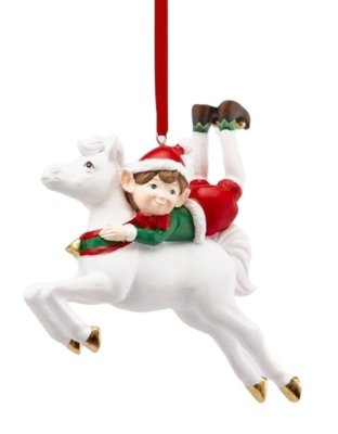 Baumschmuck Elf auf dem Pferd 11 cm
