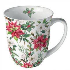 Porcelánový vánoční hrnek Vánoční květiny 400 ml