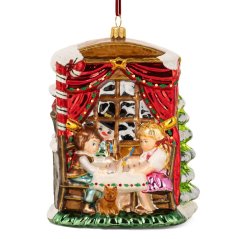 Zberateľská sklenená ozdoba na stromček Deti na okne