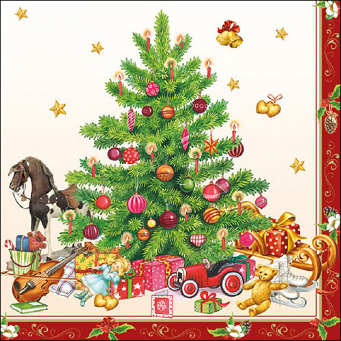 Christmas paper napkins Christmas tree with gifts 20 pcs