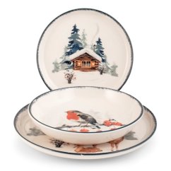 Kameninová vánoční jídelní sada pro 6 osob Zimní krajina 18 ks