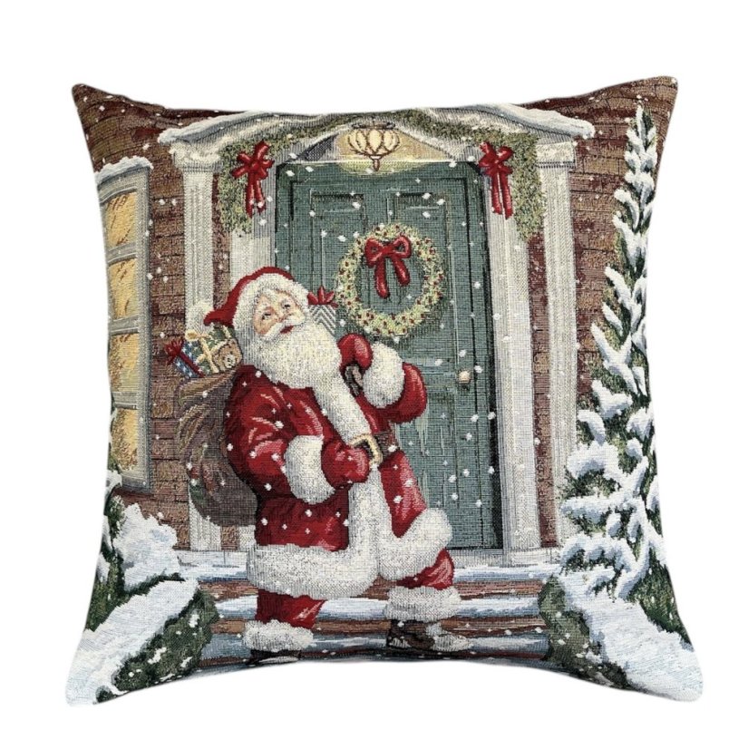 Gobelínová vianočná obliečka na vankúš s motívom Santa 45x45 cm