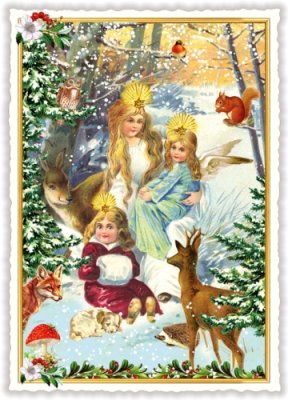 Vianočné pohľadnice Anjeli v lese 10,5 x 15 cm