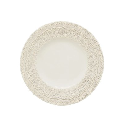 Keramický dezertní talíř s krajkou Elegance krémový – 23 cm