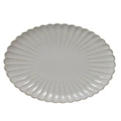 Porcelánový oválny servírovací tanier Chryzantéma béžová 36 cm