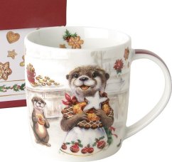 Porcelánový vánoční hrnek Vydří rodina 300 ml